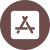 A brown and white icon of an app.